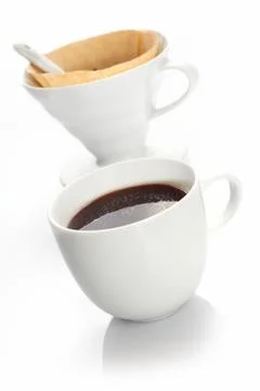 Coffee prepared with a portable filter Stock Photos