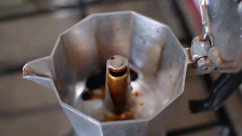 Coffee. Preparing and brewing coffee in a geyser coffee maker. Stock Footage 260189011
