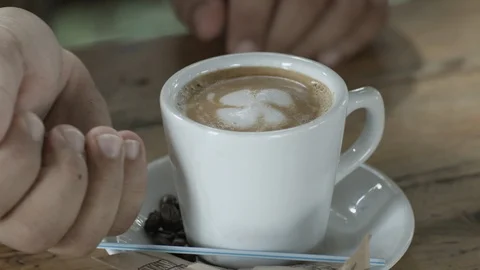 Coffee presentation with beans on the side Stock Footage 90654206