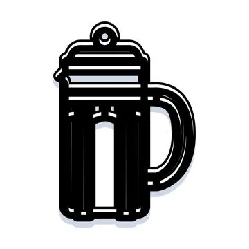 Coffee press brewing hot beverage flat icon Stock Illustration