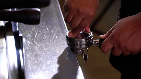 Coffee pressed into the horn Stock Footage 154263144