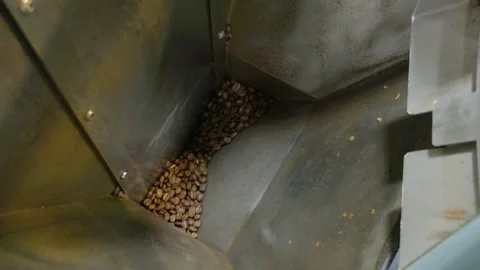 Coffee processing action factory grinding industry equipment industrial Stock Footage 302873878
