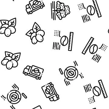Coffee Production Seamless Pattern Vector イラスト素材