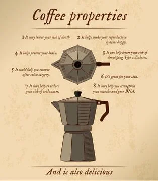 Coffee properties 库存插图