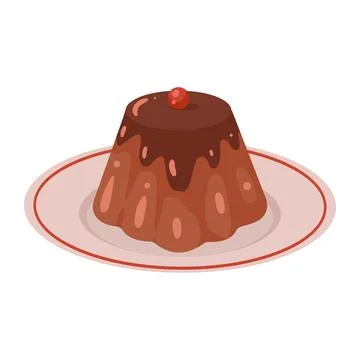 Coffee pudding with berry Stock Illustration