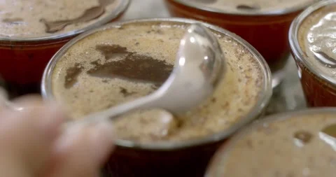 Coffee Quality Control Process During a Professional Tasting Session, Espitiro Stock Footage 334583164