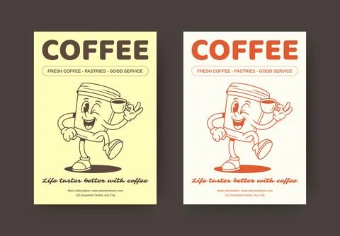 Coffee Quote Flyer Vector Template For Cafe Menu And Service Announcement Illustrazione stock
