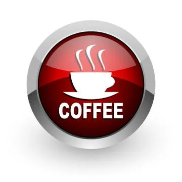 Coffee red circle web glossy icon. Stock Illustration