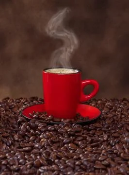 Coffee in a red cup Stock Photos