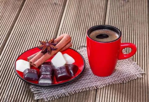 Coffee in a red cup Stock Photos