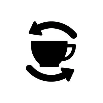 Coffee Refill Circular Arrows Cup Icon Stock Illustration