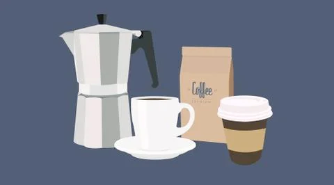 Coffee Related Items Stock Illustration