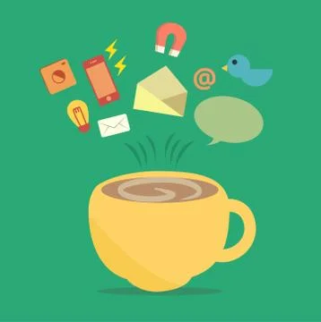 Coffee relax with application social network. Stock Illustration