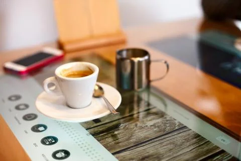 Coffee on restaurant modern table Stock Photos