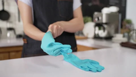 Coffee restaurant worker in apron Video stock 172203352