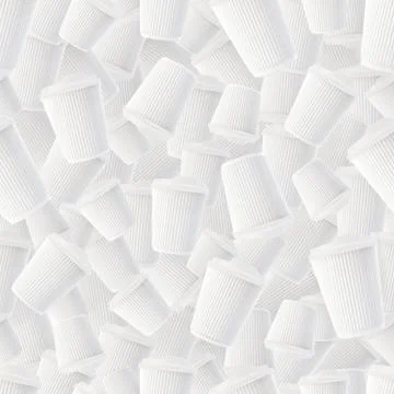 Coffee Ripple Cups White Background. Seamless Pattern Stock Illustration