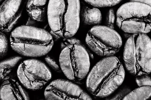Coffee roasted  background closeup, dramatic light Stock Photos