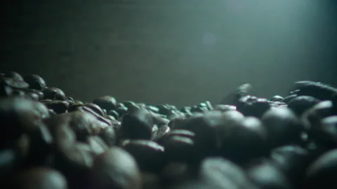 Coffee Roasted Beans laowa macro camera Close Up zoom out Stock Footage 197702842