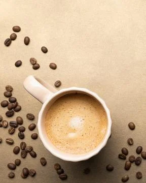 Coffee with roasted beans warm  background Foto stock
