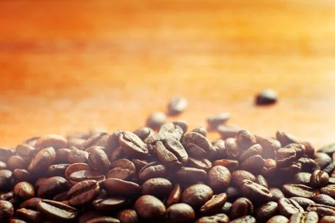 Coffee roasted on plank. Stock Photos