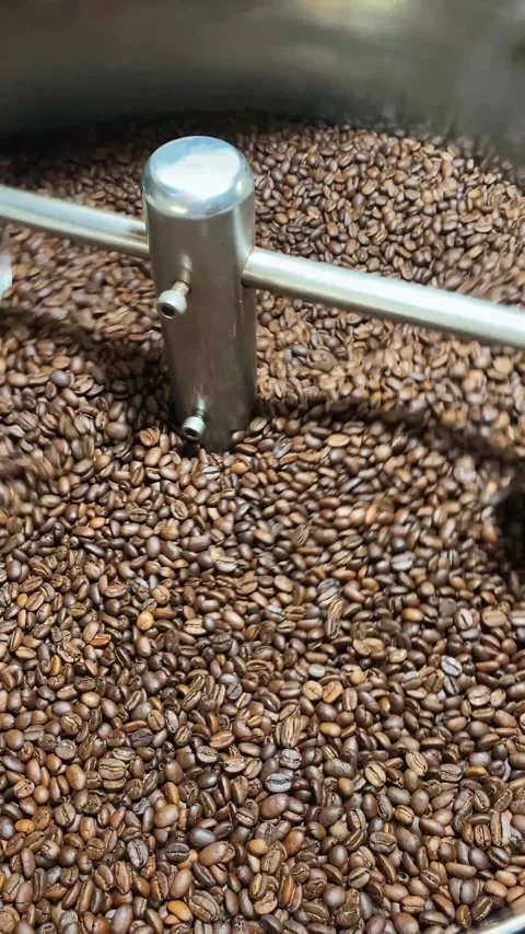 Coffee roaster, coffee grinder, and coffee beans Stock Footage 345417537