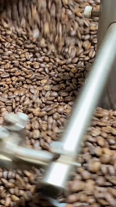 Coffee roaster, coffee grinder, and coffee beans Video stock 345417539