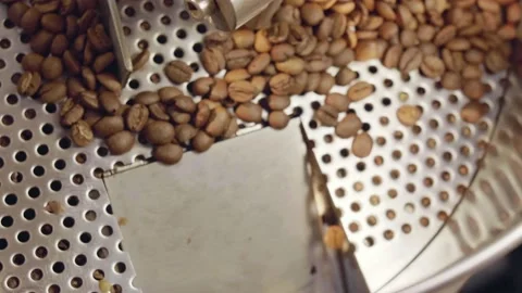 Coffee Roaster Cooling Batch of Beans after Emerging Stock Footage 137730470