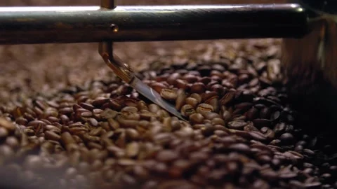 Coffee roaster cooling bin slow motion Stock Footage 144890606