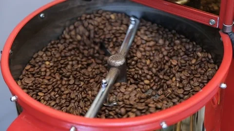 Coffee Roaster Cooling Down Freshly Roasted Coffee Beans Stock Footage 76346687