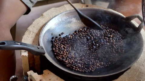 Coffee Roaster Cooling Down Freshly Roasted Coffee Beans Stock Footage 98942612