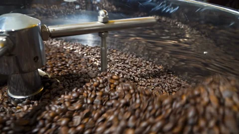 Coffee Roaster Cooling Down Freshly Roasted Coffee Beans Video stock 103849669