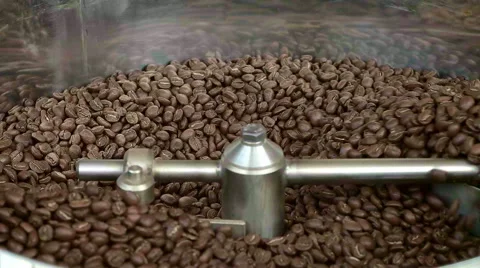 Coffee Roaster Full of Fresh Coffee Beans Stock Footage 62395101