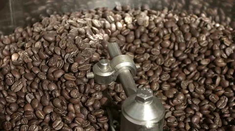 Coffee Roaster Full of Fresh Coffee Beans Video stock 62395378