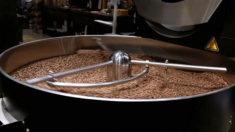Coffee roaster machine at coffee roasting process. Stock Footage 202634849