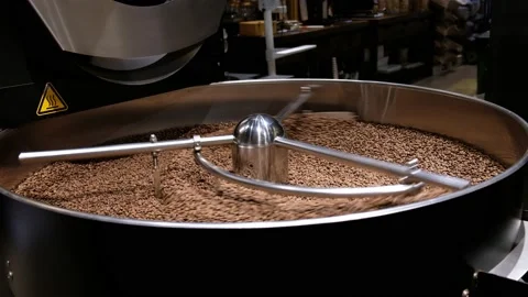 Coffee roaster machine at coffee roasting process. Stock Footage 202634899