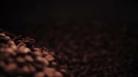 Coffee roaster machine mixing aroma beans.Preparation fresh aroma caffeine on Stock Footage 214340975