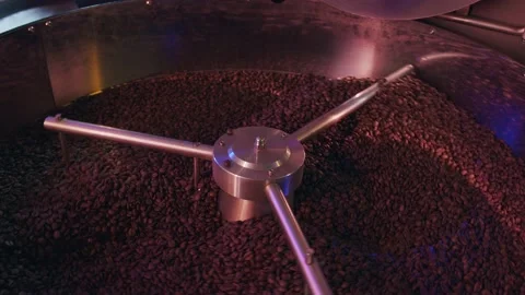 Coffee roaster, the process of roasting coffee in the oven. Stock Footage 149028568