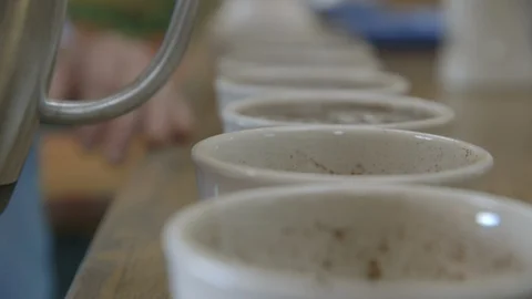 Coffee roaster testing coffee roast Stock Footage 104873097
