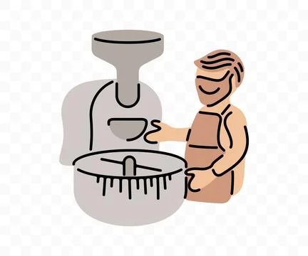 Coffee roaster at work, graphic design Stock Illustration
