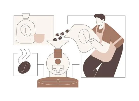 Coffee roastery isolated cartoon vector illustrations. Ilustración de archivo
