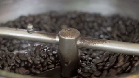 Coffee Roasting Machine with hot coffee bean  Stock Footage 74257620