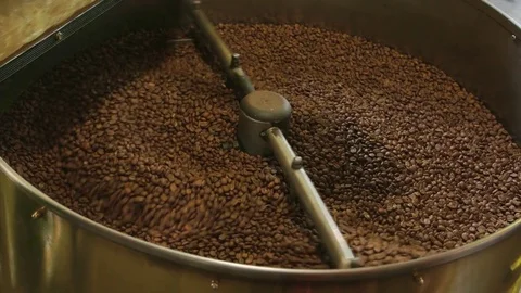 Coffee roasting machine in motion. Stock Footage