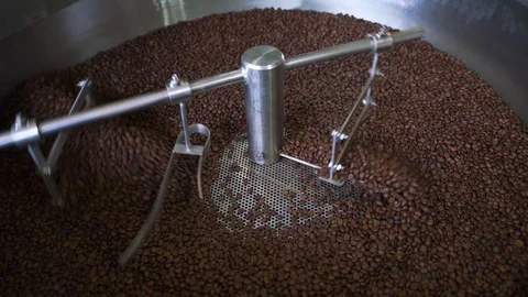 Coffee roasting machine process Stock Footage 102826640