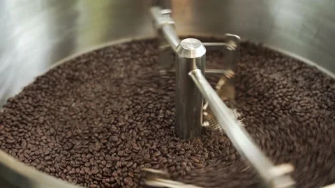 Coffee roasting machine process Stock Footage 146834157
