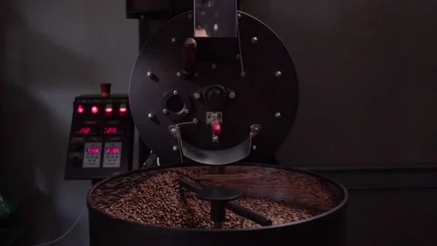 Coffee roasting machine process Stock Footage 199473476