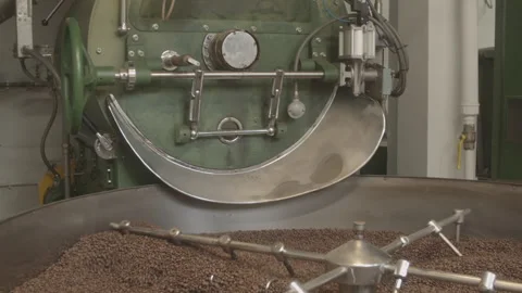 Coffee Roasting Machine, Wide Shot Stock Footage 147633719