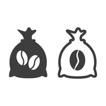 Coffee sack icon on white background. Stock Illustration