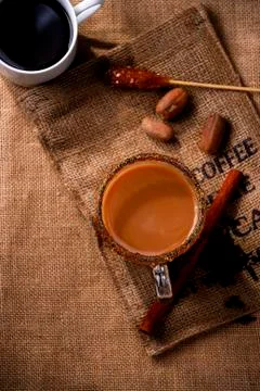 Coffee on sack Stock Photos