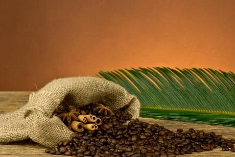 Coffee in a sack Stock Photos