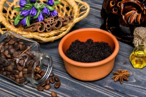 Coffee scrub bodycare Stock Photos